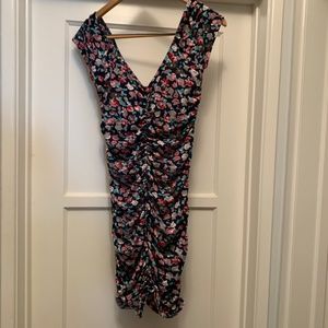 PINK ROSE Women's Ruched Dress w/ Flower‎ Pattern Sz M